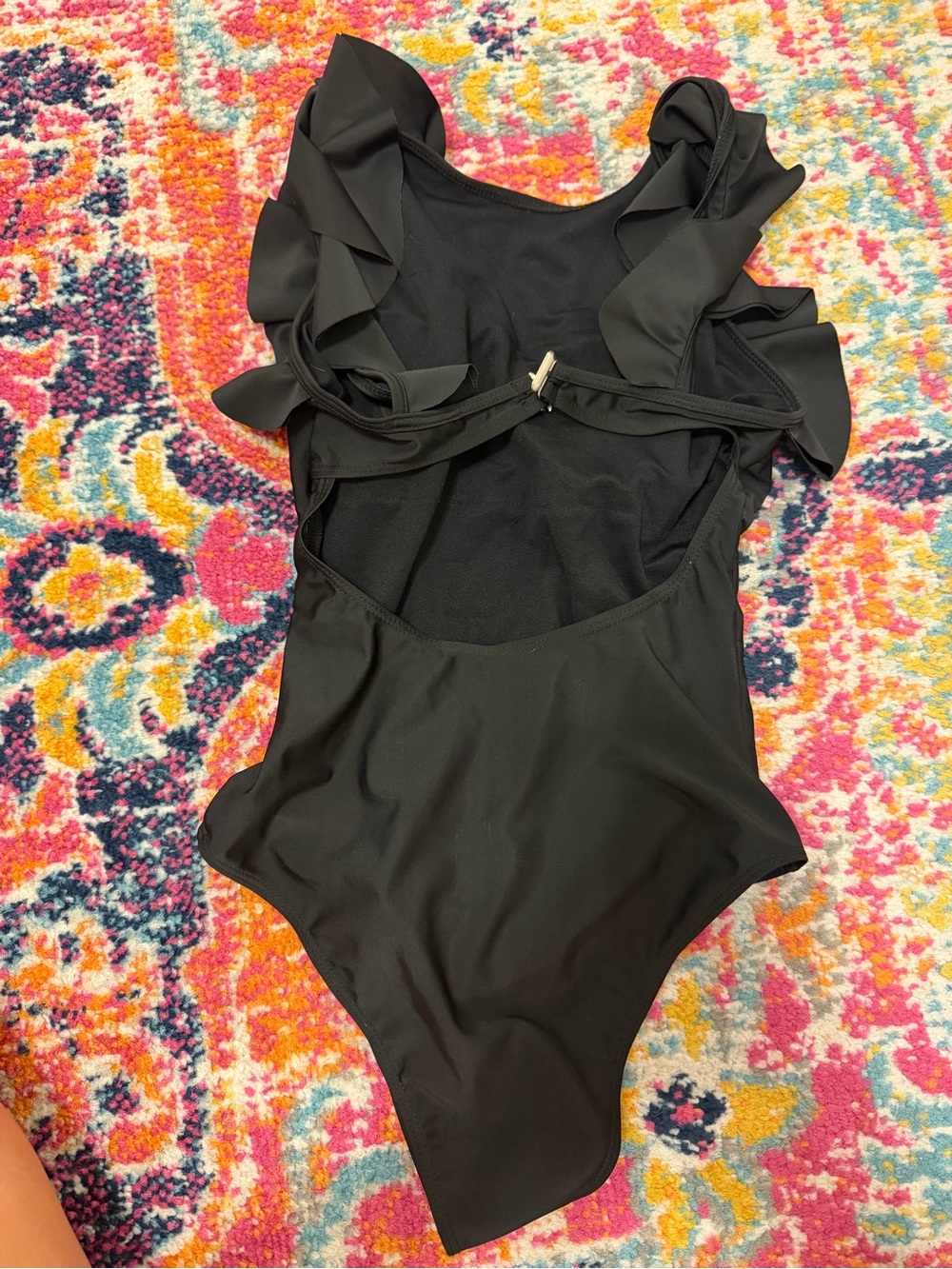 Black Ruffle One-Piece Swimsuit - Picture 2 of 2